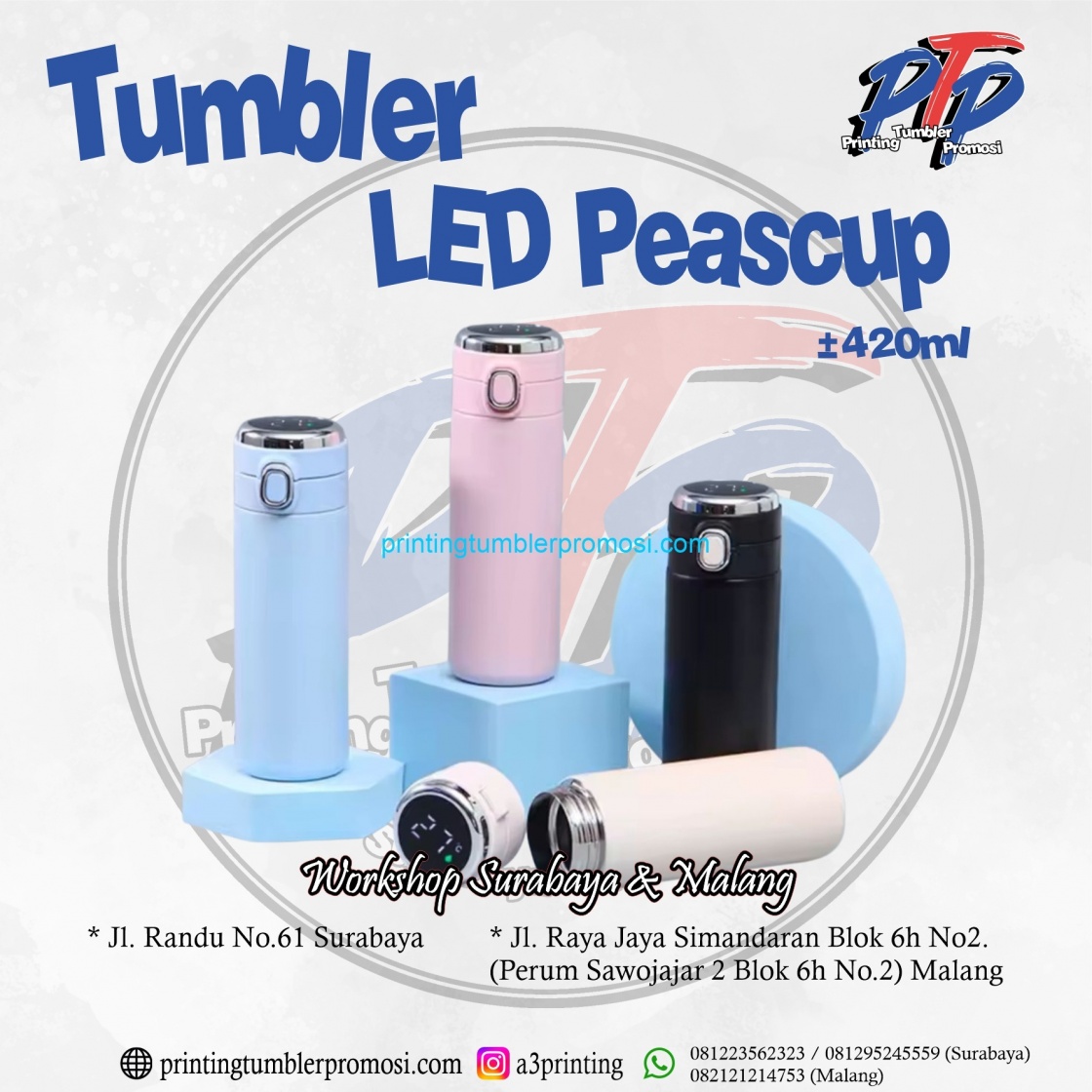 tumbler custom led peascup